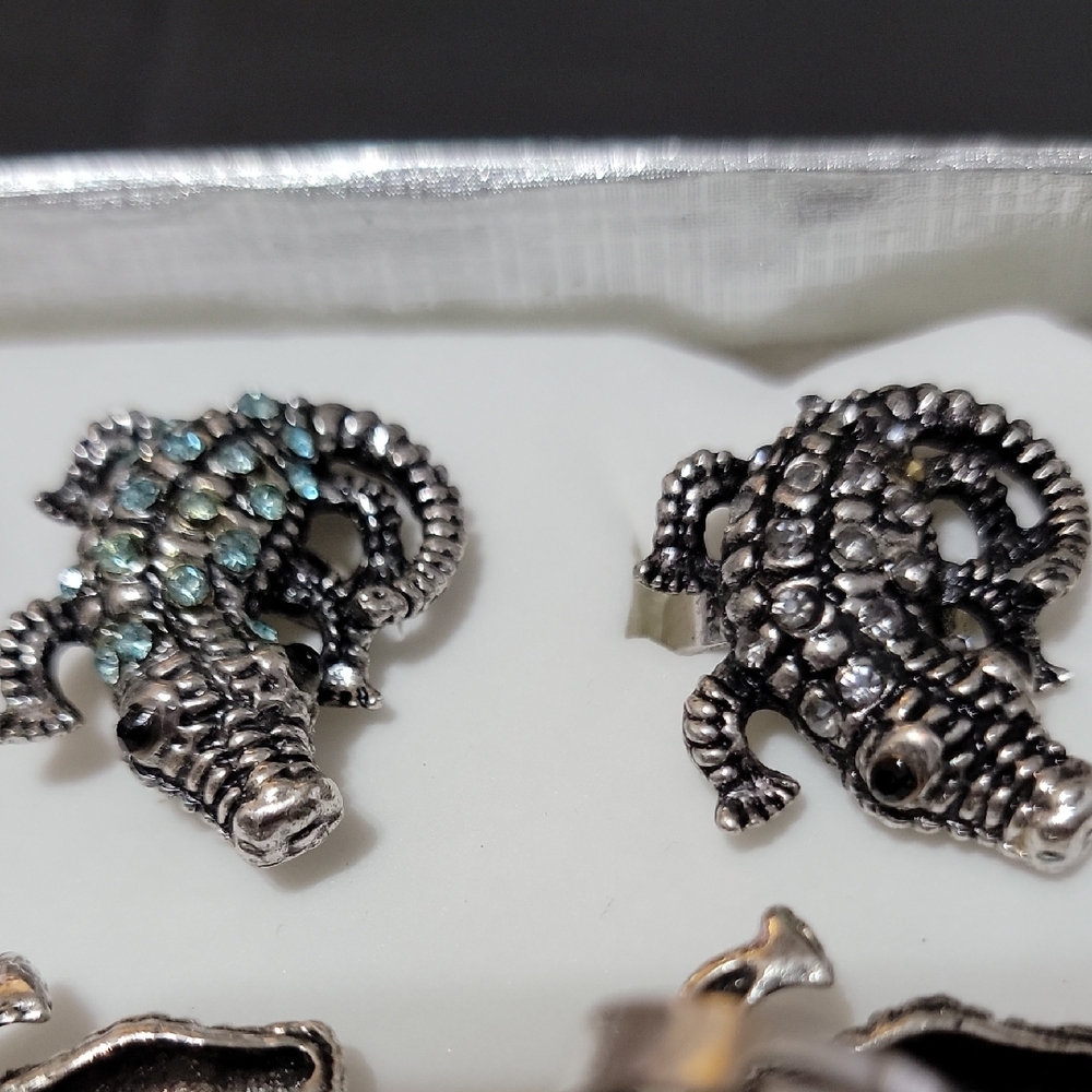 Silver and Multicolor Rhinestone Alligator Adjustable Rings - Picture 5 of 6